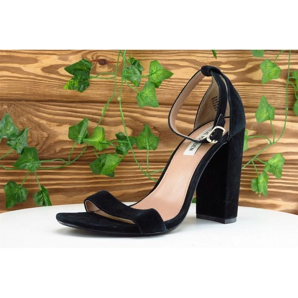 Steve Madden Sz 9 M Black Ankle‎ Strap Leather Women Sandals - Picture 1 of 7
